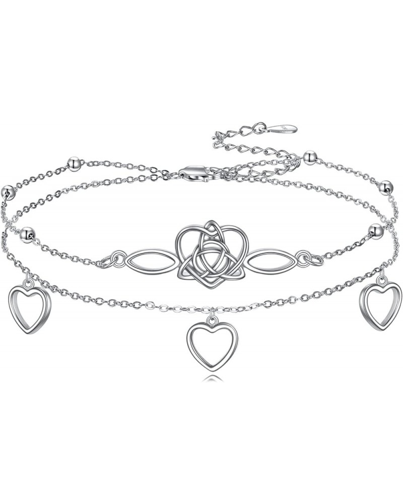 Infinity Heart/Celtic Heart/Evil Eye Bracelet Adjustable 925 Sterling Silver Infinity Love Heart Symbol Charm Anklet Bracelet...