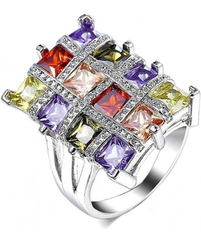 Fashion Red Purple Heart Cubic Zirconia Promise Rings Crystal Love Heart Wedding Cocktail Statement Eternity Ring Luxury Jewe...