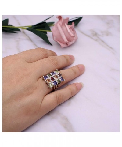 Fashion Red Purple Heart Cubic Zirconia Promise Rings Crystal Love Heart Wedding Cocktail Statement Eternity Ring Luxury Jewe...