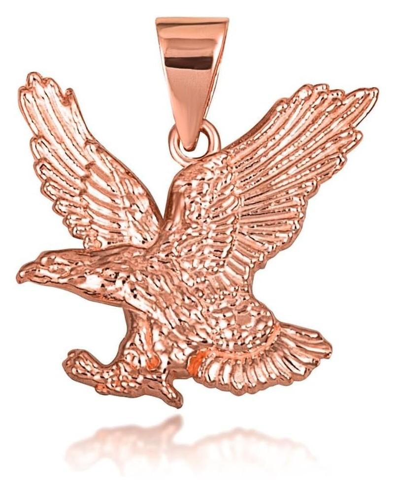 Solid 10k Gold Soaring Bald Eagle Freedeom Pendant (Size Small/Large) Rose Gold (Large) $41.59 Pendants