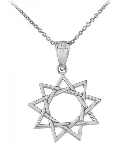 9 Star Baha'i Pendant Necklace Fine Real Solid 925 Sterling Silver Pendant + 22" Chain $13.24 Necklaces