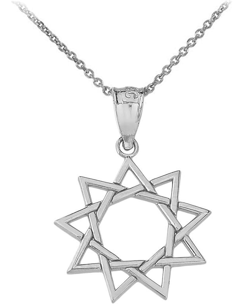 9 Star Baha'i Pendant Necklace Fine Real Solid 925 Sterling Silver Pendant + 22" Chain $13.24 Necklaces