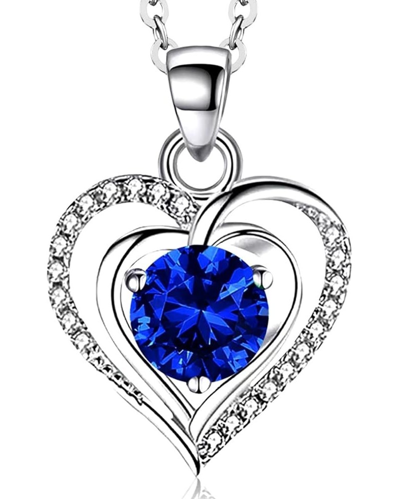 Heart Birthstone Pendant Necklace for Women 925 Sterling Silver Zirconia Necklaces Christmas Valentine's Mothers Day Jewelry ...