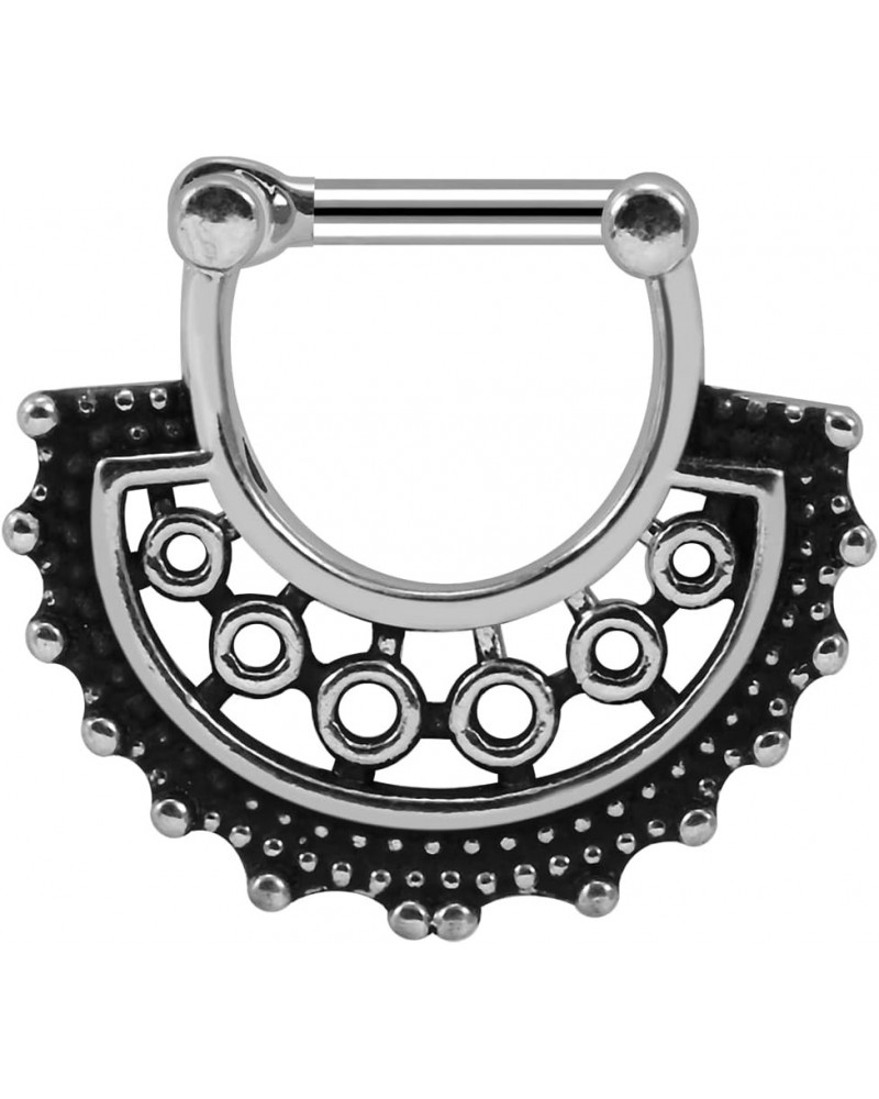 Oxidized Tribal Multiple Holes with Dots 316L Surgical Steel Septum Clicker Ring - Nose Septim Ring 1.2 Millimeters $9.51 Bod...