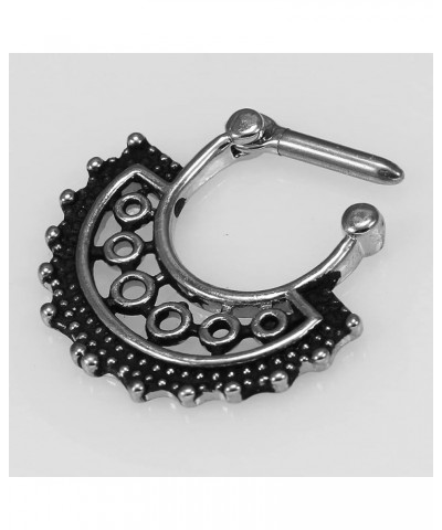 Oxidized Tribal Multiple Holes with Dots 316L Surgical Steel Septum Clicker Ring - Nose Septim Ring 1.2 Millimeters $9.51 Bod...