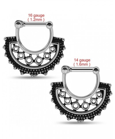 Oxidized Tribal Multiple Holes with Dots 316L Surgical Steel Septum Clicker Ring - Nose Septim Ring 1.2 Millimeters $9.51 Bod...