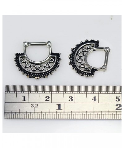 Oxidized Tribal Multiple Holes with Dots 316L Surgical Steel Septum Clicker Ring - Nose Septim Ring 1.2 Millimeters $9.51 Bod...