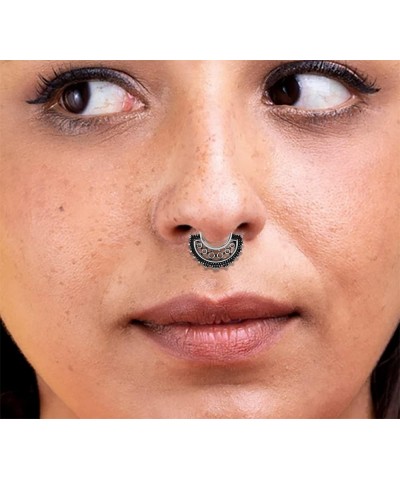 Oxidized Tribal Multiple Holes with Dots 316L Surgical Steel Septum Clicker Ring - Nose Septim Ring 1.2 Millimeters $9.51 Bod...