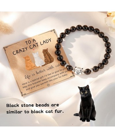 Nature Stone Black Cat/Tabby Cat/Tuxedo Cat/Orange Cat/Gray Cat/White Cat Bracelet Crazy Cat Lady Gifts for Women for Cat Lov...