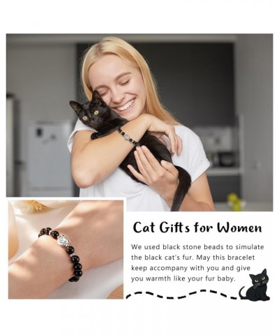 Nature Stone Black Cat/Tabby Cat/Tuxedo Cat/Orange Cat/Gray Cat/White Cat Bracelet Crazy Cat Lady Gifts for Women for Cat Lov...