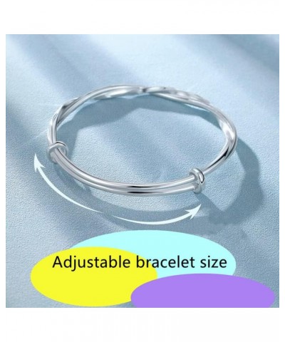 Sterling Silver Bangle Bracelets for Women,Fashion Jewelry Simple Adjustable 925 Silver Cuff Bangles for Women Mom Wife Valen...