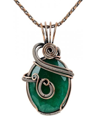 Gemstone Pendant Copper Wire Wrapped Jewelry Necklace 20 Emerald $22.03 Necklaces