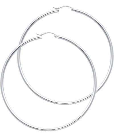 14k REAL White Gold 2mm Thickness Hinged Hoop Earrings - 10 Different Size Available 55 mm $62.35 Earrings