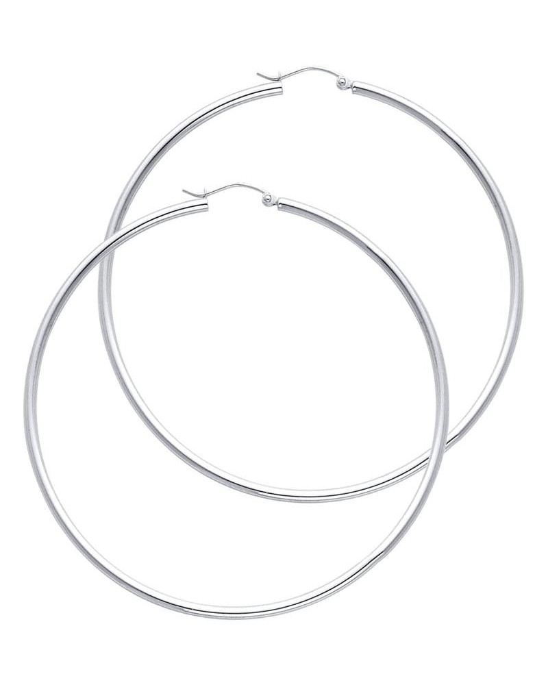 14k REAL White Gold 2mm Thickness Hinged Hoop Earrings - 10 Different Size Available 55 mm $62.35 Earrings