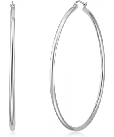 14k REAL White Gold 2mm Thickness Hinged Hoop Earrings - 10 Different Size Available 55 mm $62.35 Earrings