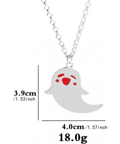 Hu Tao Necklace with Ghost Keychain Hu Tao Cosplay Costume Alloy Couple Jewelry Gifts For Fans(2pc) Silver $9.68 Necklaces