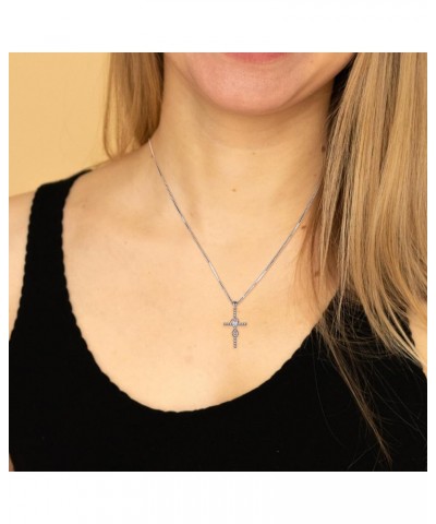 Cross Infinity Necklace Pendant Sterling Silver Religious Jewelry Pendant Necklace Birthstone Heart-shaped Ladies Pendant 04-...