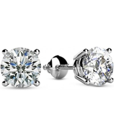 1-3 Carat 14K White Gold GIA Certified Round Cut Diamond Earrings 4 Prong Screw Back Premium Collection (G-H Color, SI1-SI2 C...