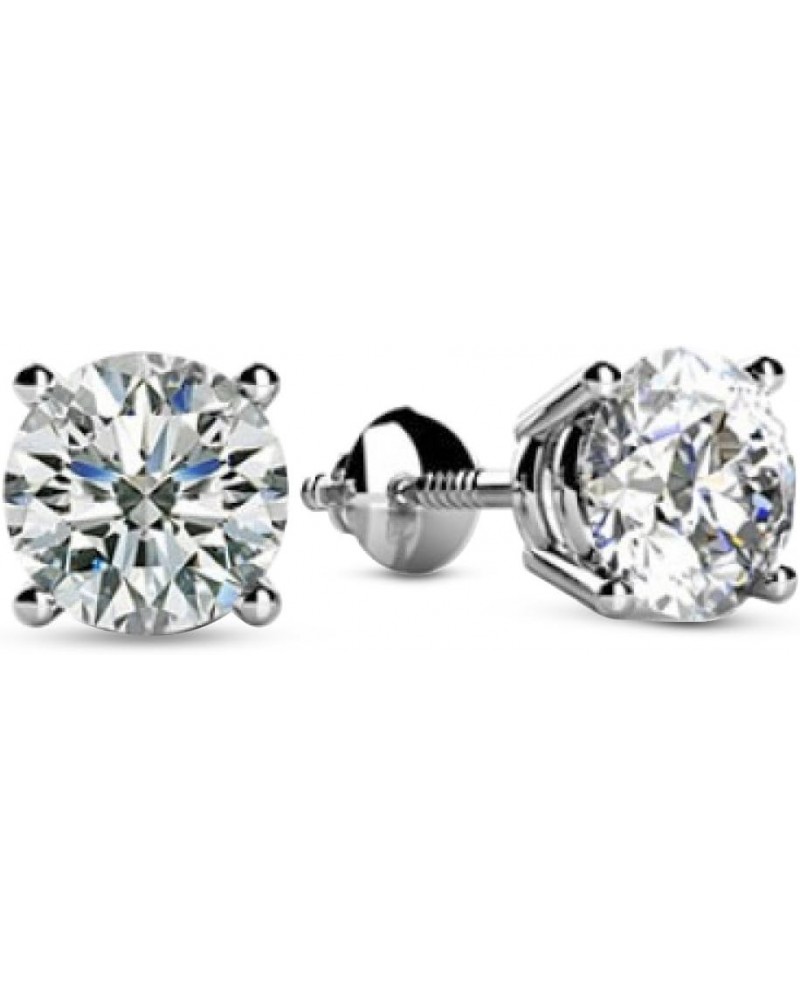 1-3 Carat 14K White Gold GIA Certified Round Cut Diamond Earrings 4 Prong Screw Back Premium Collection (G-H Color, SI1-SI2 C...