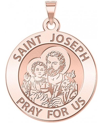 Saint Joseph Religious Medal - in Sterling Silver and 10K or 14K Gold 1 x 1 Inch Medal With Engraving Solid 14k Rose Gold $95...