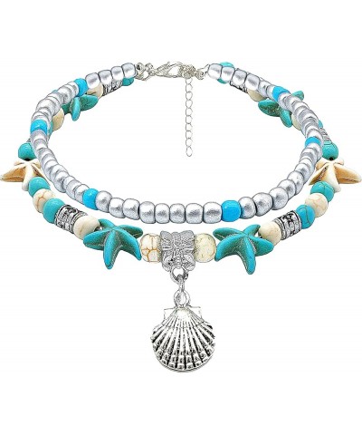 Double Layer Summer Beach Adjustable Anklet Gift For Women Or Girls Shell $7.13 Anklets