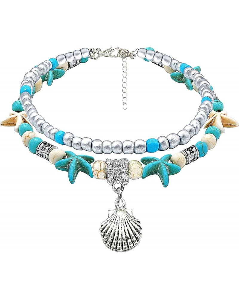 Double Layer Summer Beach Adjustable Anklet Gift For Women Or Girls Shell $7.13 Anklets