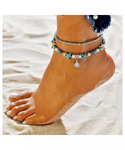 Double Layer Summer Beach Adjustable Anklet Gift For Women Or Girls Shell $7.13 Anklets