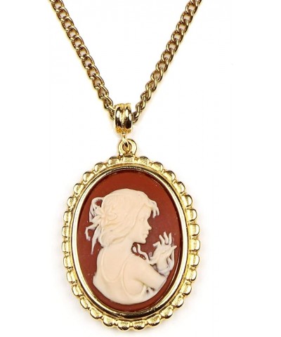 Cameo Collection Necklace Fashion Jewelry for Woman Gold Burgundy $44.70 Necklaces