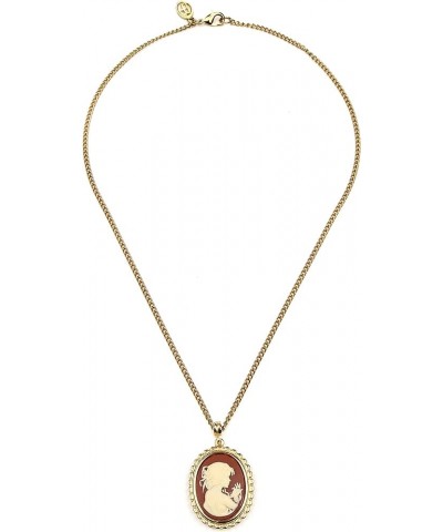 Cameo Collection Necklace Fashion Jewelry for Woman Gold Burgundy $44.70 Necklaces