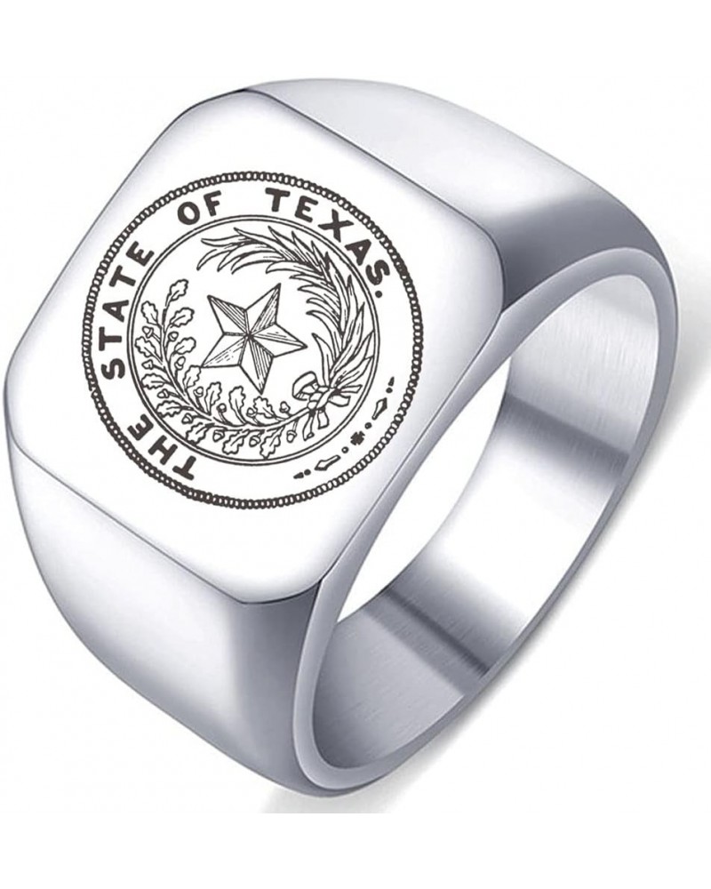 Stainless Steel Seal Texas Vintage Mens Womens Engraved Symbol Trible Jewelry Ring 4.Silver 14MMx14MM $5.45 Rings