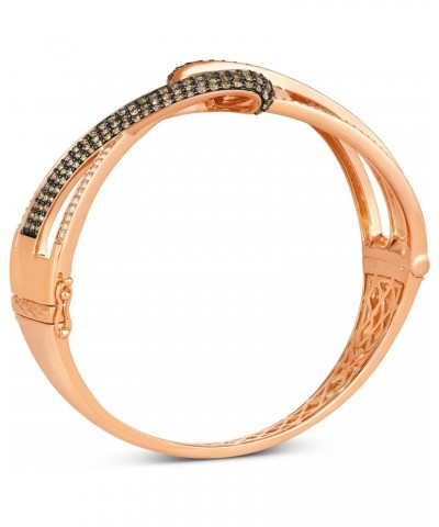 14k Rose Gold over Diamond Ribbon Bangle Bracelet - 3.68 Carat Round Cut White and Chocolate Diamonds - Elegant Women's Jewel...