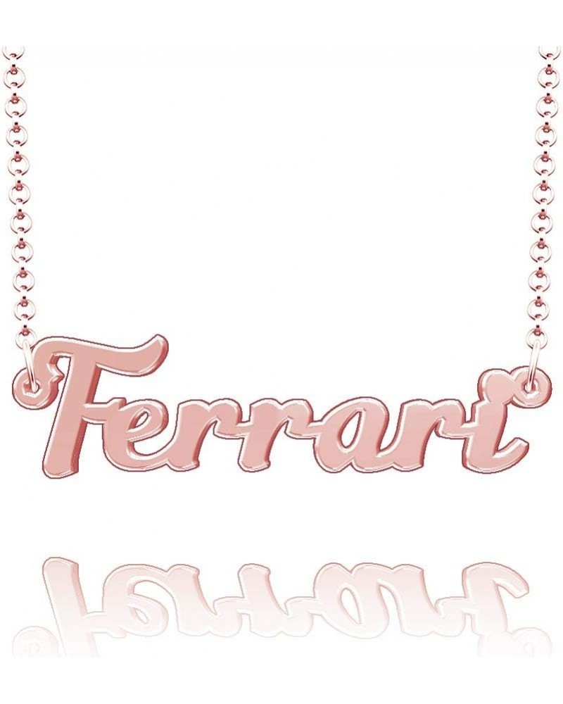 Personalized Ferrari Name Necklace Stainless Steel Plated Custom Made of Last Name Gift for Family Font9-Rose Gold $9.67 Neck...