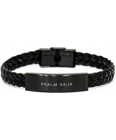 Psalm 34:18 Bracelet Religious Gifts for Women Men Personalized Engraved Psalm 34:18 Braided Leather Bracelet Catholic Christ...