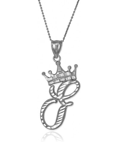 Sterling Silver Letter 'F' Initial Cursive Crown DC Pendant Necklace 16" Necklace $20.64 Necklaces