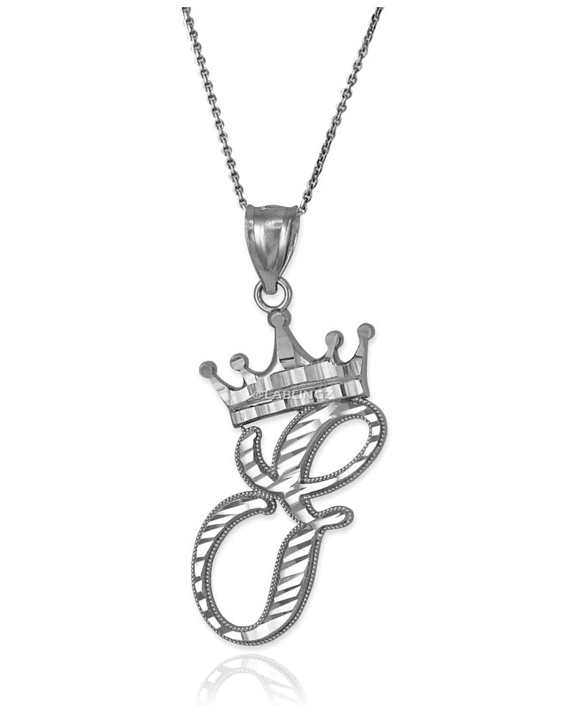 Sterling Silver Letter 'F' Initial Cursive Crown DC Pendant Necklace 16" Necklace $20.64 Necklaces