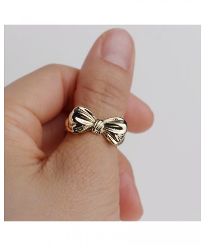 Gold Bow knot Adjustable Open Stackable Ring for Women Teen Girls, Trendy Chunky Tie Stacking Prom Bridal Wedding Finger Jewe...