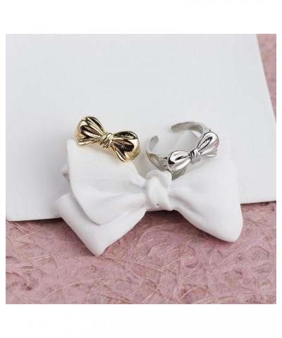 Gold Bow knot Adjustable Open Stackable Ring for Women Teen Girls, Trendy Chunky Tie Stacking Prom Bridal Wedding Finger Jewe...