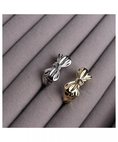 Gold Bow knot Adjustable Open Stackable Ring for Women Teen Girls, Trendy Chunky Tie Stacking Prom Bridal Wedding Finger Jewe...