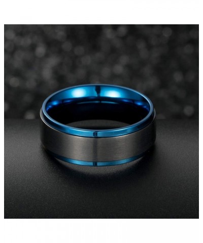 Couple Rings Black Matching Ring 1.5ct CZ Women Wedding Ring Sets for Him and Her Ring Sets Moon Ring Blue women size7 & men ...