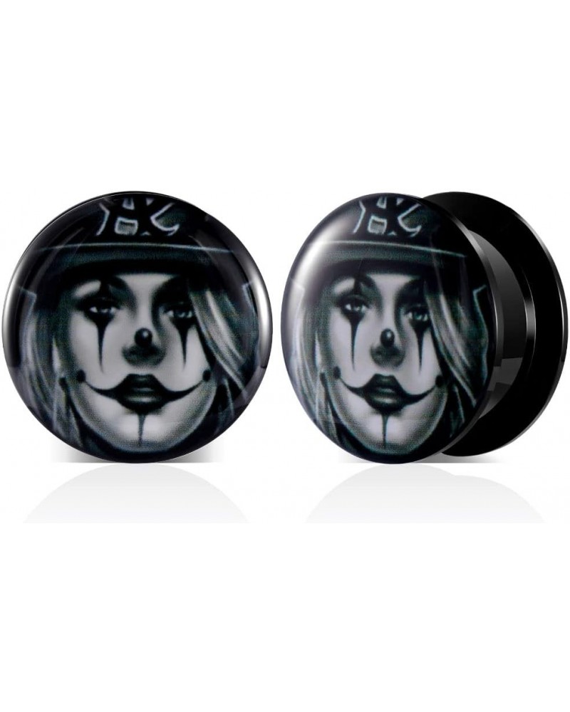 1 Pair Acrylic Solid Screw On Ear Plugs Tunnels Santa Muerte Death Goodness Resin Allergy Free Stretcher For Women Men Body P...