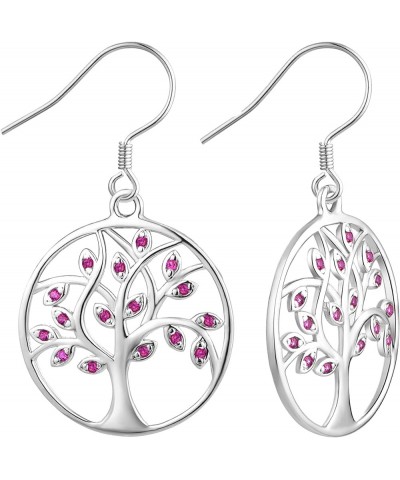 Dangle Drop Tree Earrings 925 Sterling Silver Tree of Life Hook and Leverback Earring Birthstone Jewelry 07-ruby-Jul $29.82 E...