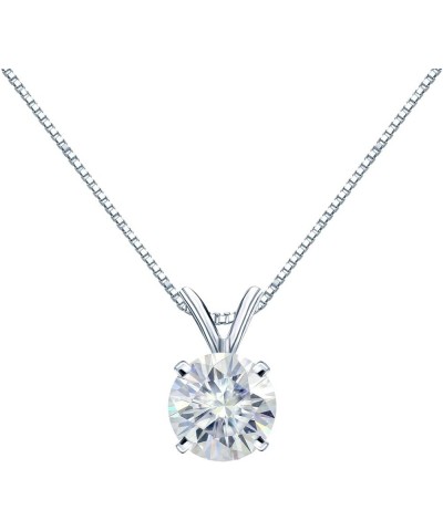 14K Gold Round 4-Prong Solitaire Moissanite Pendant Necklace (1/2 to 3 1/2ct TGW, White) 16 to 18-inch White Gold 0.75 carats...