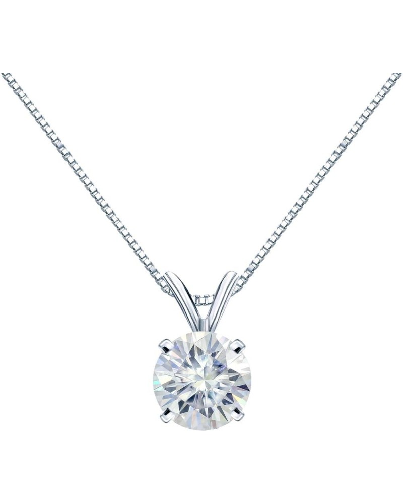 14K Gold Round 4-Prong Solitaire Moissanite Pendant Necklace (1/2 to 3 1/2ct TGW, White) 16 to 18-inch White Gold 0.75 carats...