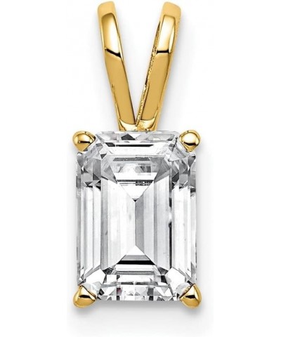 14K Yellow Gold 8x6mm Emerald Cut Gemstone Pendant for Women Cubic Zirconia $65.10 Pendants