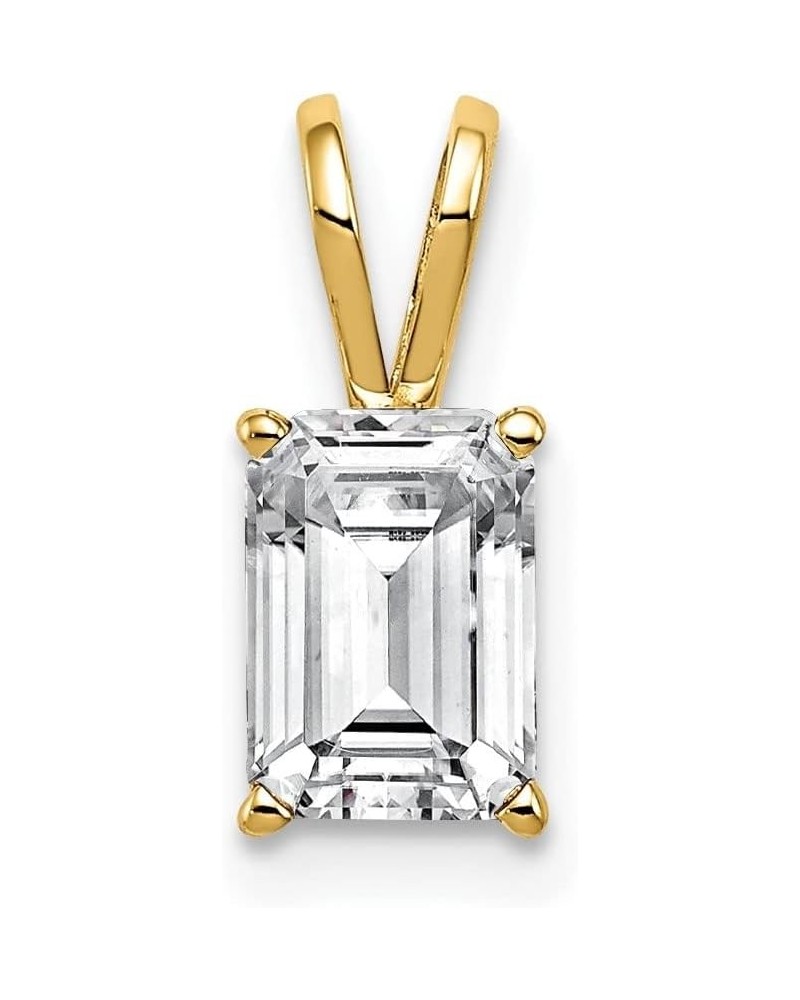 14K Yellow Gold 8x6mm Emerald Cut Gemstone Pendant for Women Cubic Zirconia $65.10 Pendants