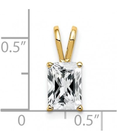 14K Yellow Gold 8x6mm Emerald Cut Gemstone Pendant for Women Cubic Zirconia $65.10 Pendants