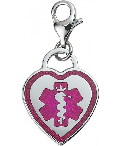 Deep Custom Laser Engraved Premier 316L Medical Alert Charm/Medical ID Charm w/Lobster Clasp TP Magenta $22.05 Bracelets