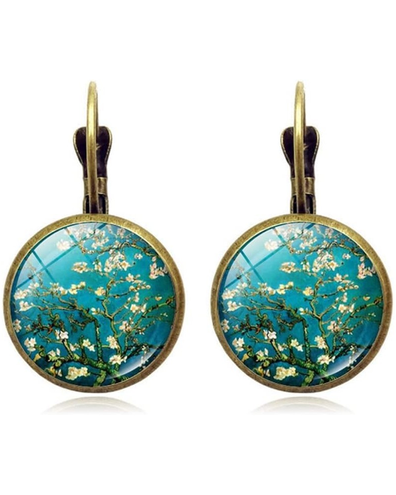 Starry Night Van Gogh Sunflower Landscape Painting Glass Drop Dangle Earrings 6 $7.30 Earrings