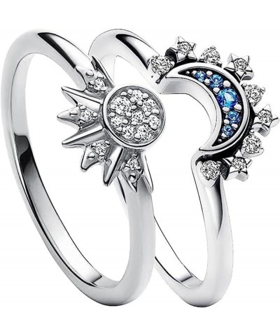 Pair of Celestial Sun and Moon Ring Set, Friendship Promise Matching Rings, Anniversary Birthday Gifts for Women 5 B $7.64 Rings