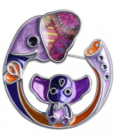 Metal Enamel Shiny Rhinestone Elephant Brooch Elegant Animals Pin Lapel Clothes Scarf Women Teens Jewelry Gift Violet $8.84 B...